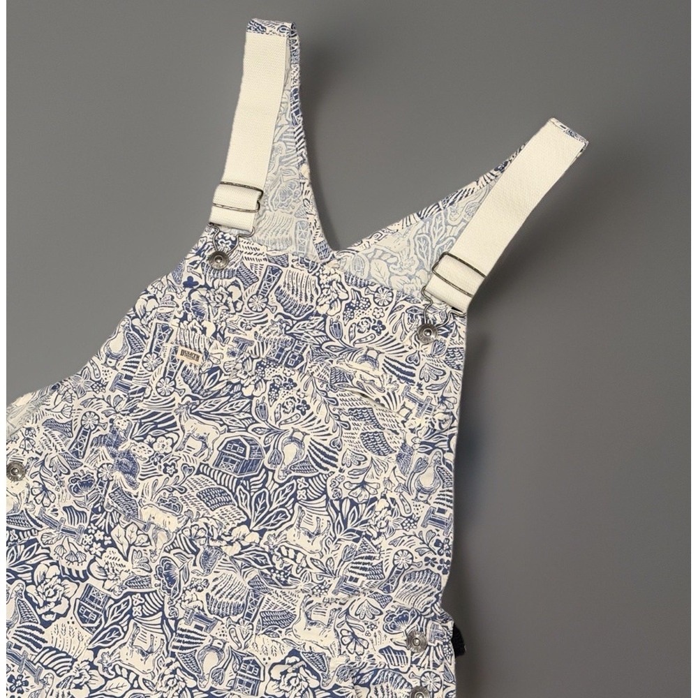 Duluth Trading Heirloom Gardening Bib 10" Short Overalls Farm Toile Women's M - Picture 2 of 6